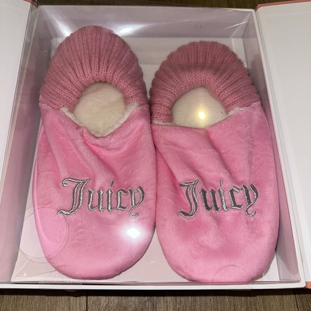 Juicy Couture Footlet Slipper Woman's Size 4-10 Soft Pink Slip On Socks Footwear